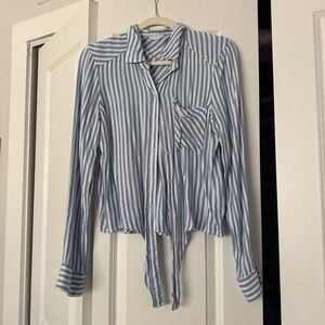 Aeropostale Light Blue and White Striped Shirt